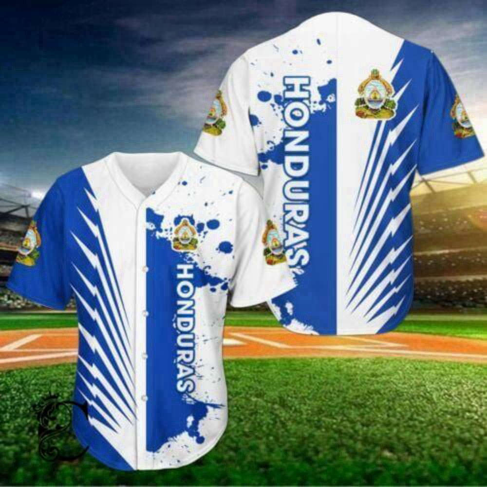 Stylish Blue White Honduras Baseball Jersey – Simple Design Top Quality