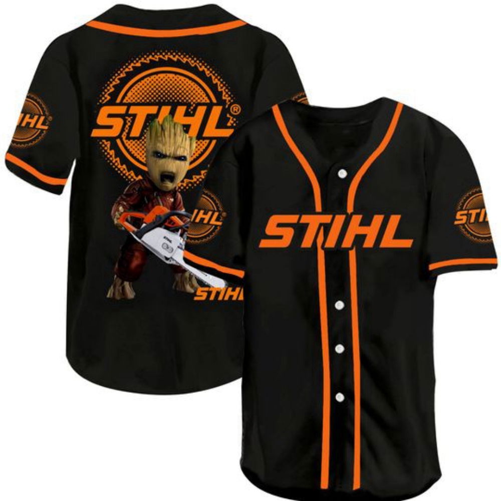 Stylish Groot Stihl Chainsaw Baseball Jersey - Perfect Blend of Sporty and Powerful Design - Aopprinter... (Image 2)