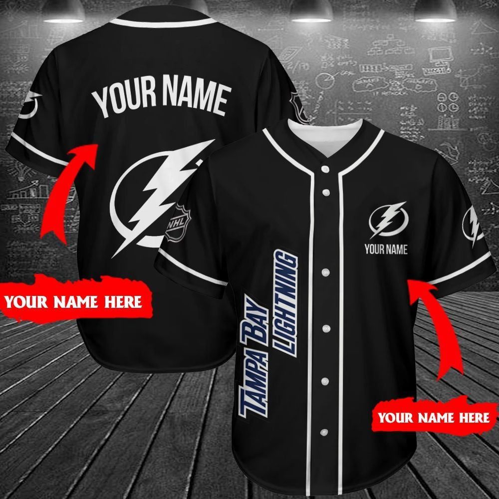 Tampa Bay Lightning Black Baseball Jersey Custom For Fans BJ0134 - lylyprint.com T-Shirts, Hoodie, Sweatshirt (Image 2)