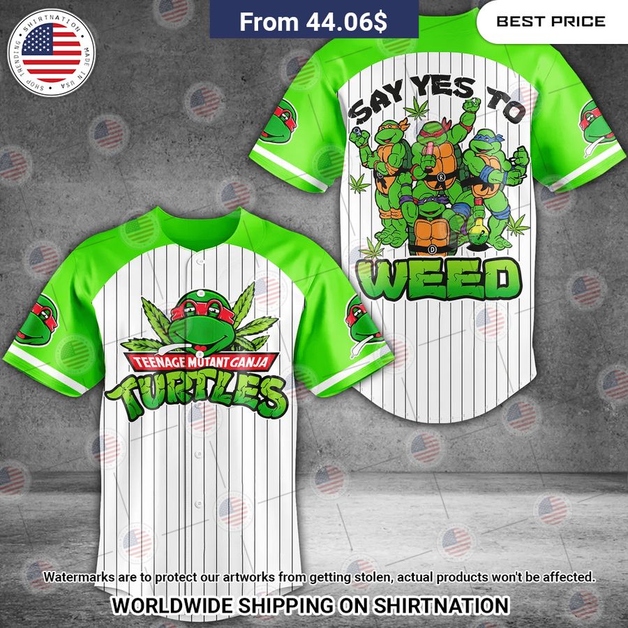 Teenage Mutant Ganja Turtles Say Yes To Weed Baseball Jersey