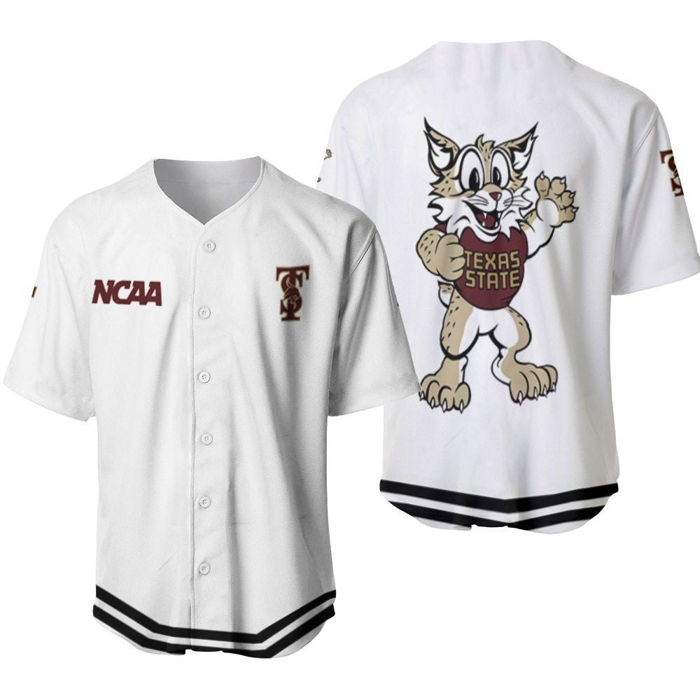 Texas State Bobcats Classic White With Mascot Gift For Texas State Bobcats Fans Baseball Jersey Gifts for Fans... (Image 2)