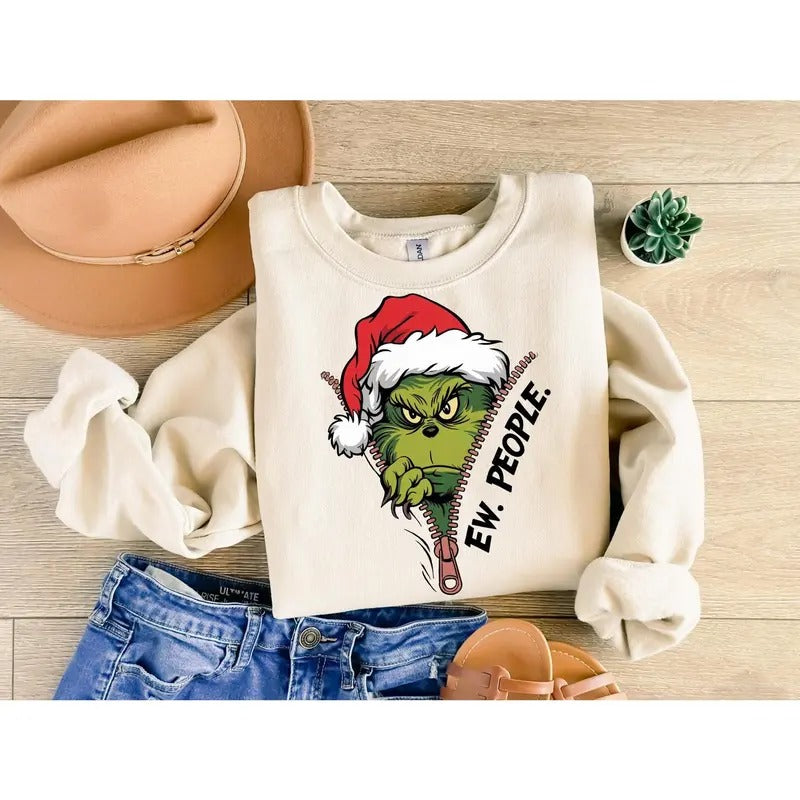 the Greench Ew The People, Christmas Tshirt Design, Christmas Cartoon, Digital Download Retro Christmas, Holiday...