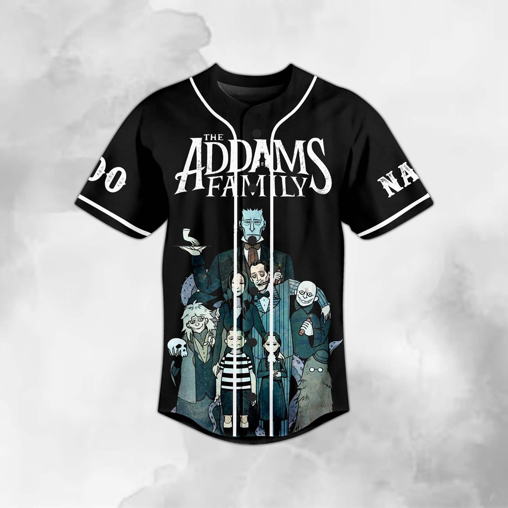 The Addams Family Tombstones Factory Black Custom Baseball Jersey T-Shirts, Hoodie, Sweatshirt | WearSparks.com (Image 3)