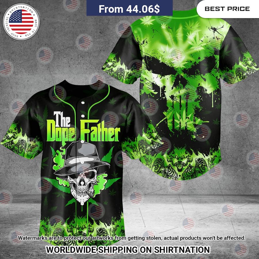 The Dope Father Skull Canabis Baseball Jersey