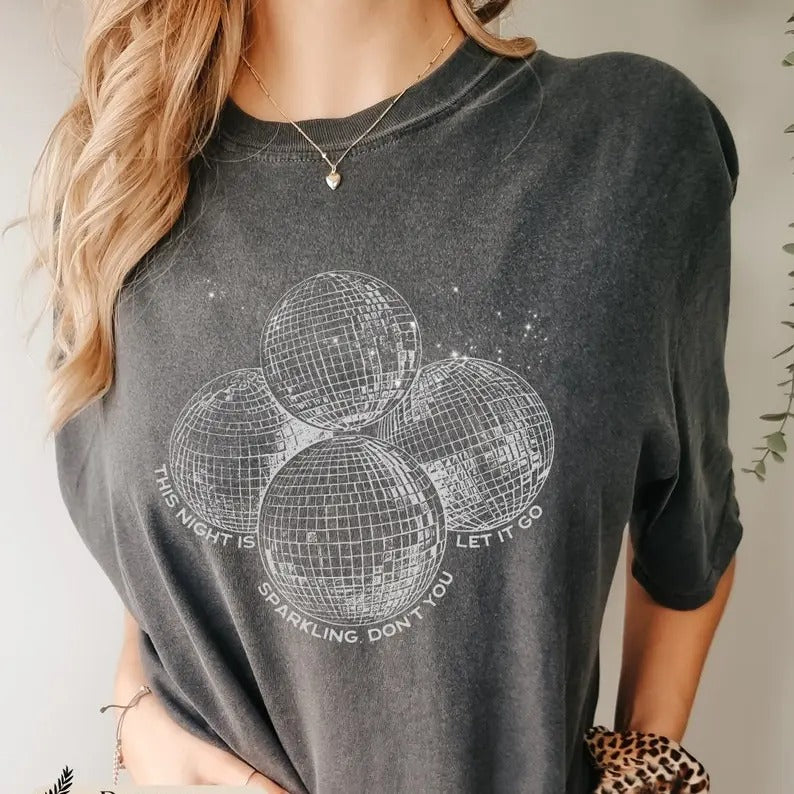 the night is sparkling t-shirt, disco ball t-shirt Casual Fit Tee Hoodie, Sweatshirt | WearSparks.com