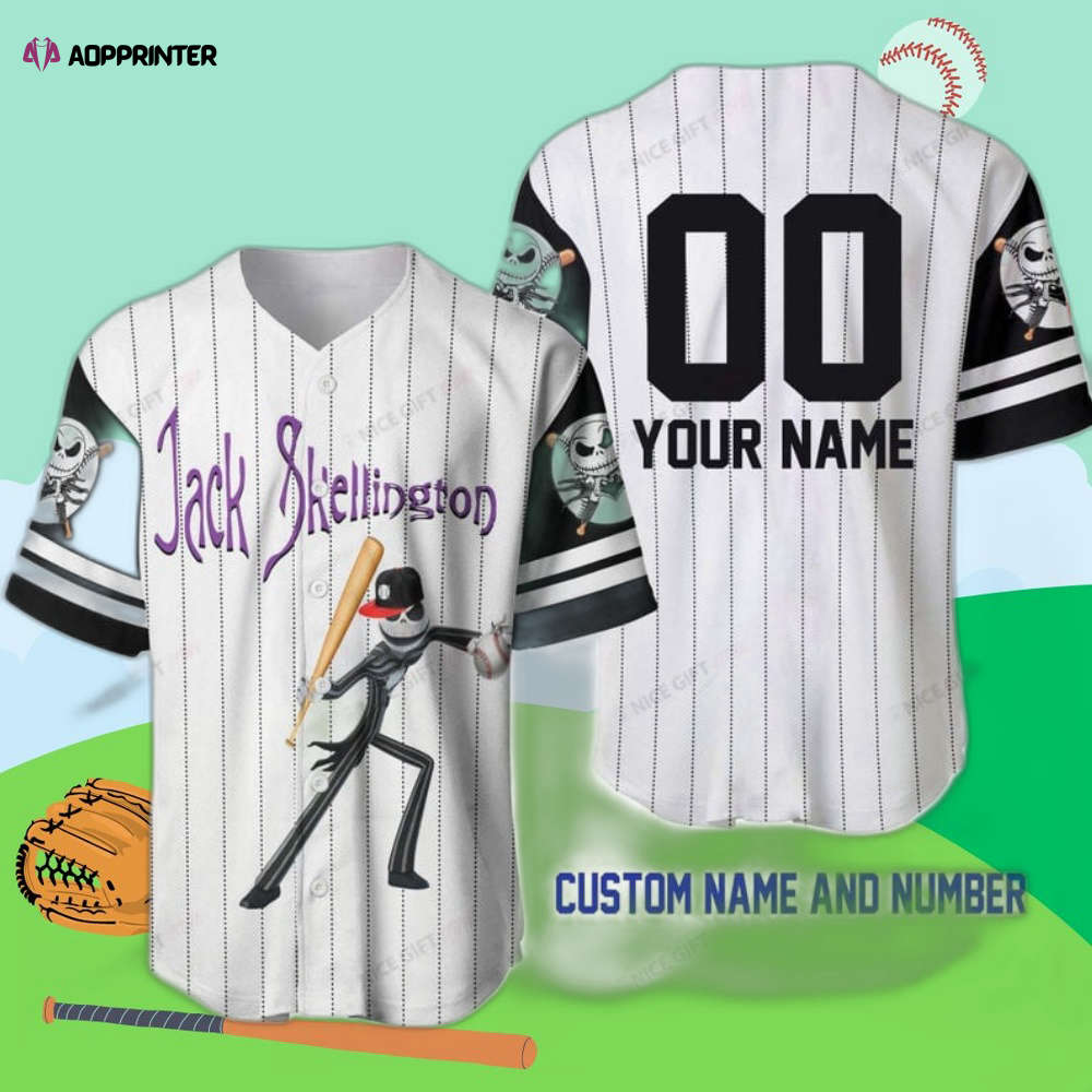 The Nightmare Before Christmas Jack Skellington Custom Name Baseball Jersey Bbj E8q7
