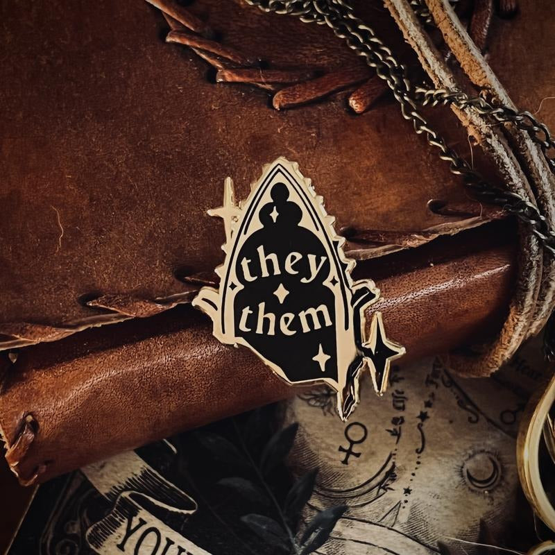 They/them Gothic Arch Pronoun Pin T-Shirts, Hoodie, Sweatshirt | WearSparks.com