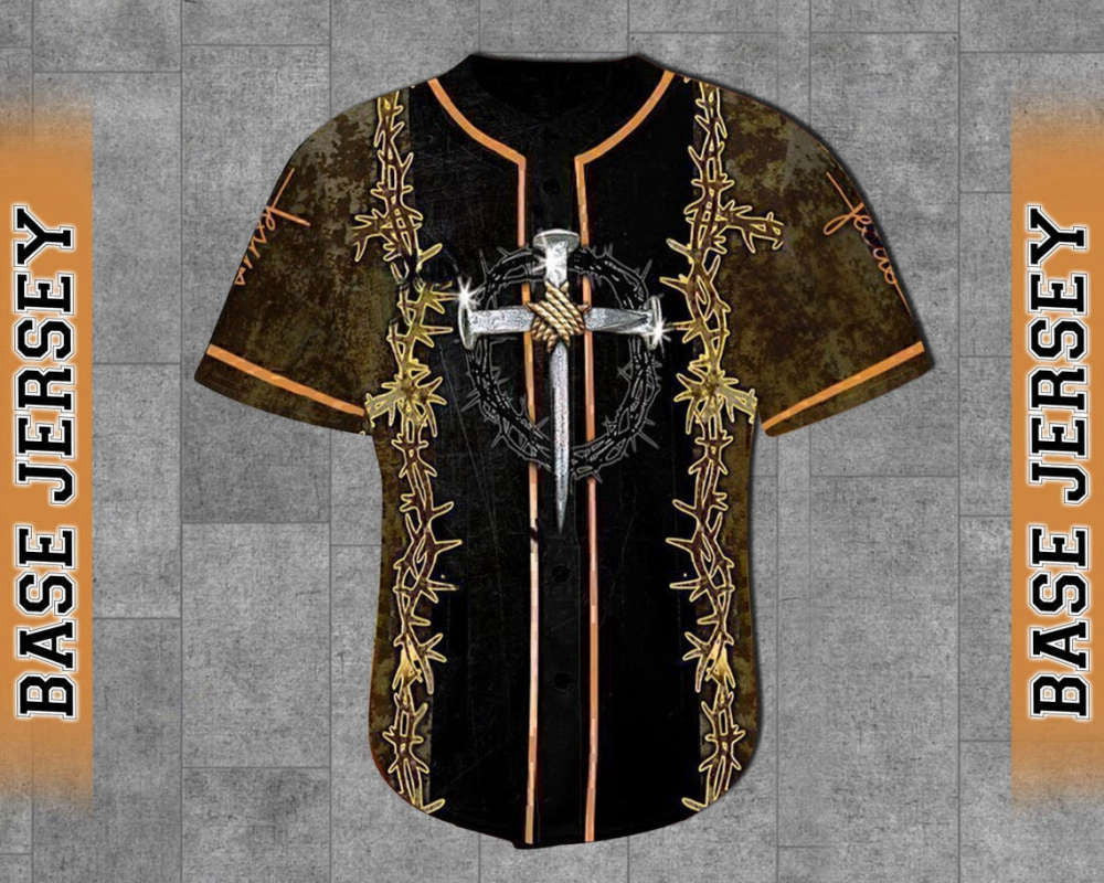 Colorful Thorn Cross Christian Baseball Jersey Adult Unisex S-5XL Full Size - Aopprinter T-Shirts, Hoodie,... (Image 4)