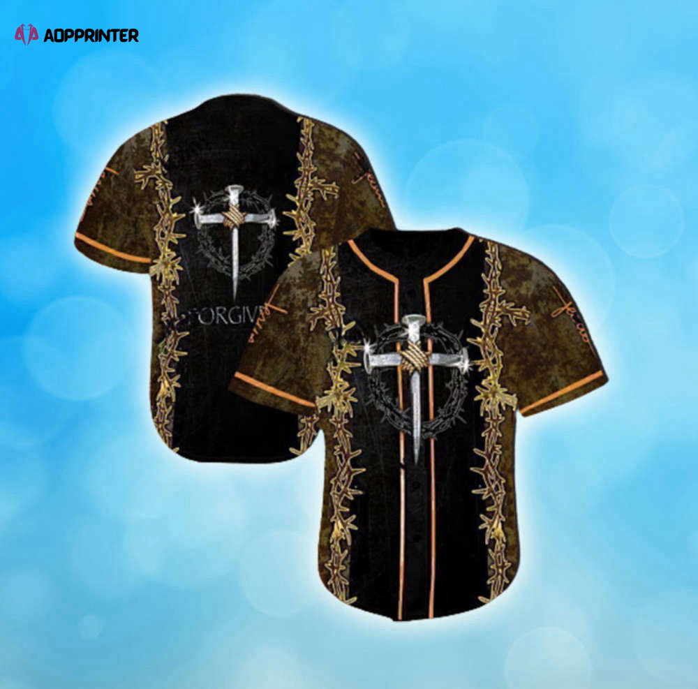 Colorful Thorn Cross Christian Baseball Jersey Adult Unisex S-5XL Full Size