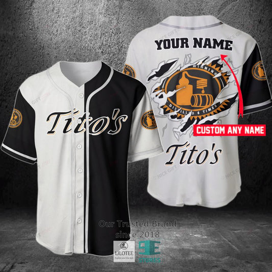 Tito S Handmade Vodka Your Name Black White Baseball Jersey