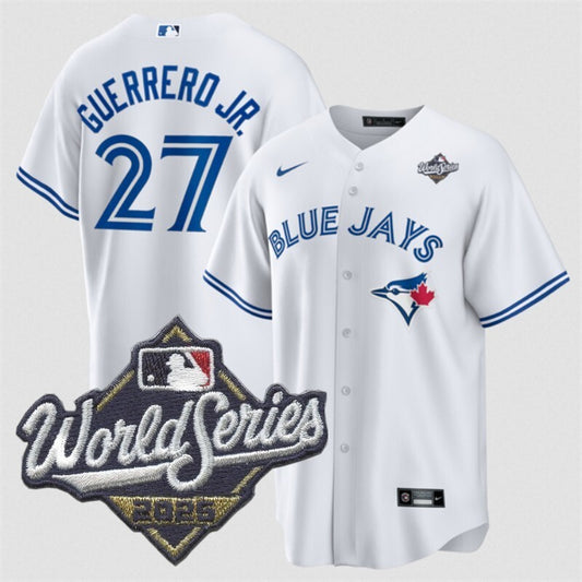 toronto blue jays #27 vladimir guerrero jr. white 2025 world series home cool base