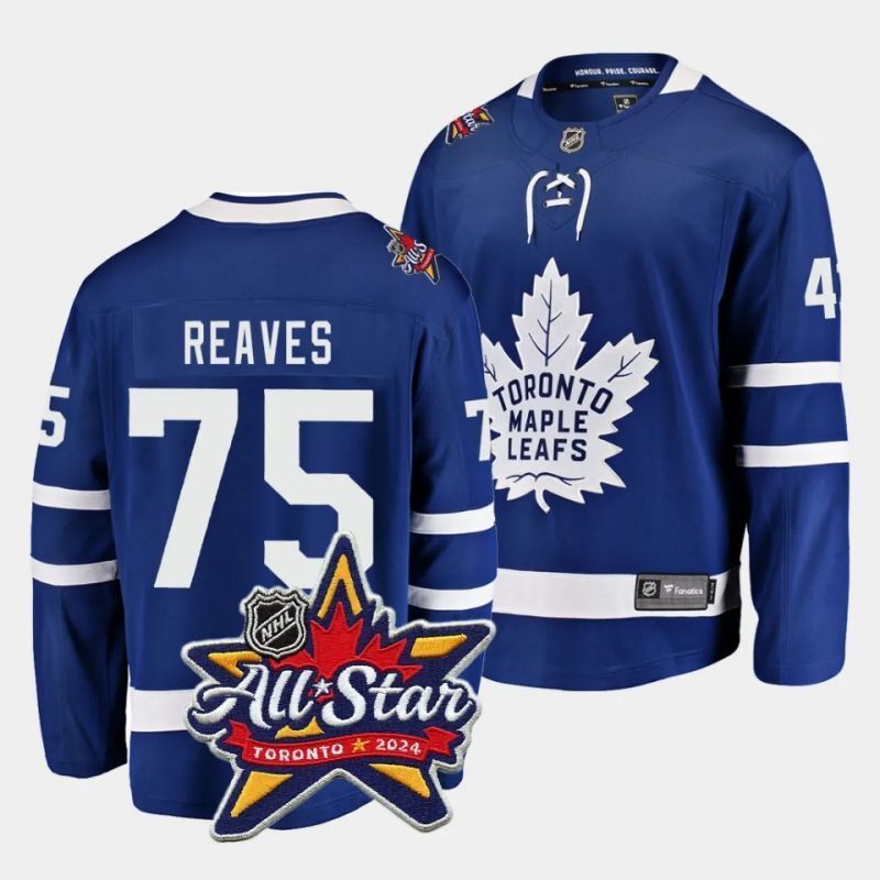 toronto maple leafs #75 ryan reaves 2024 nhl all-star patch royal blue jersey