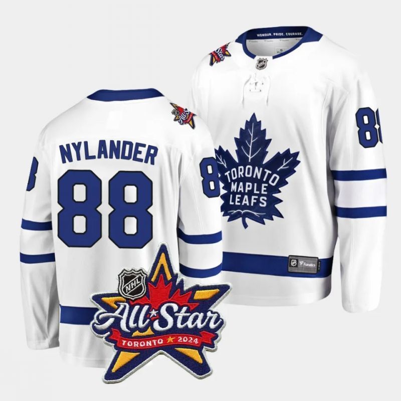 toronto maple leafs #88 william nylander 2024 nhl all-star patch white away jersey