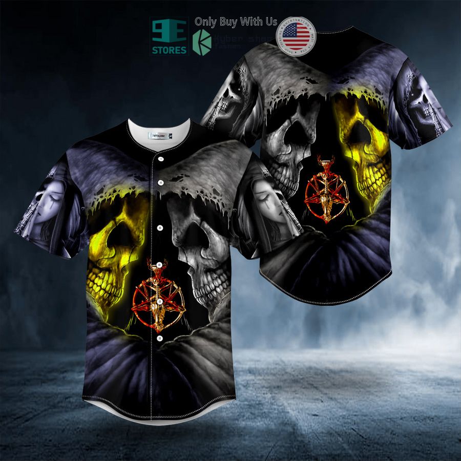 BEST Twin Grim Reaper Good N Evil Skull Baseball Jersey