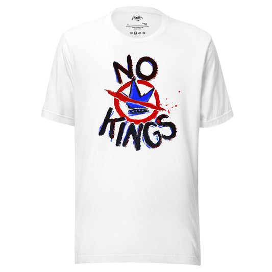 "No Kings" 100%Made in USA- Unisex t-shirt, white Hoodie, Sweatshirt | WearSparks.com (Image 1)