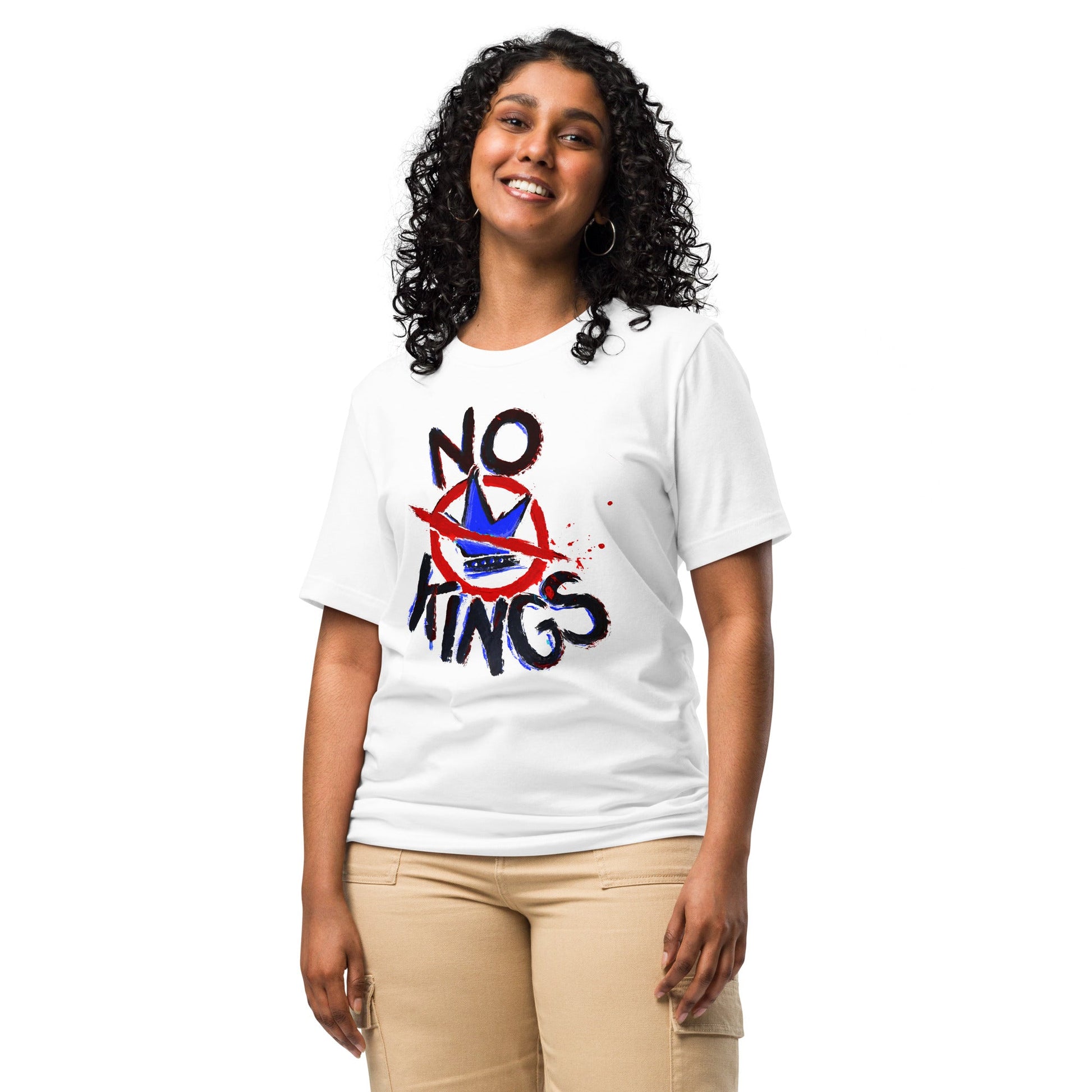 "No Kings" 100%Made in USA- Unisex t-shirt, white Hoodie, Sweatshirt | WearSparks.com (Image 2)