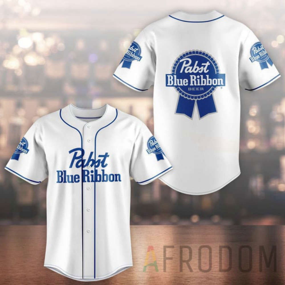 Unisex White Pabst Blue Ribbon Baseball Jersey - Aopprinter T-Shirts, Hoodie, Sweatshirt | WearSparks.com (Image 2)