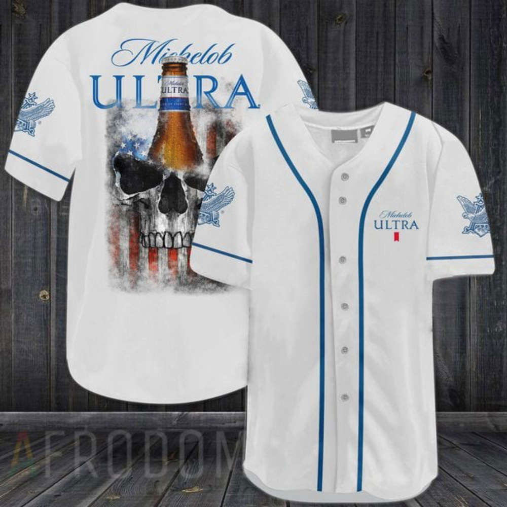 US Flag Black Skull Michelob ULTRA Baseball Jersey - Aopprinter T-Shirts, Hoodie, Sweatshirt | WearSparks.com (Image 2)