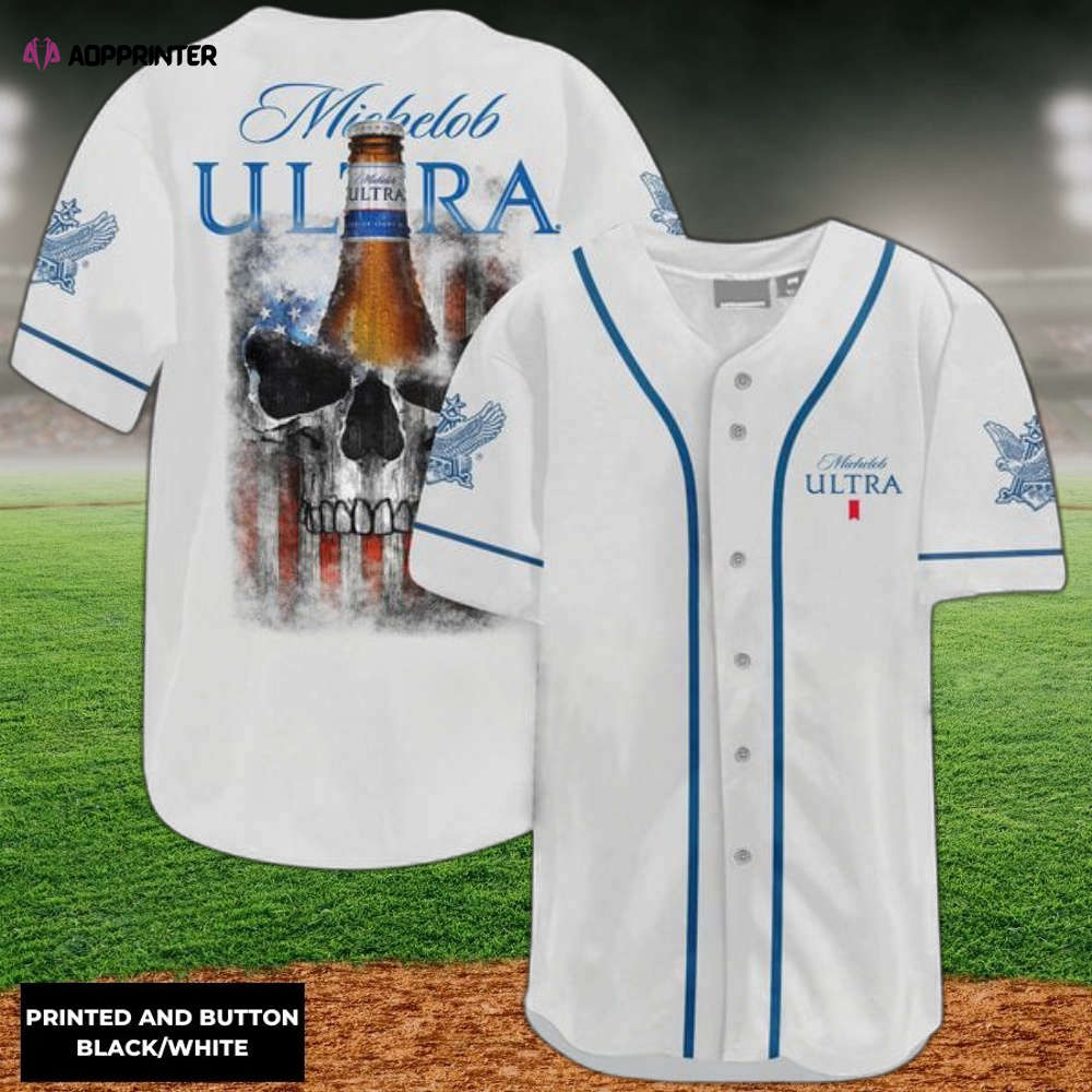 US Flag Black Skull Michelob ULTRA Baseball Jersey - Aopprinter T-Shirts, Hoodie, Sweatshirt | WearSparks.com (Image 1)