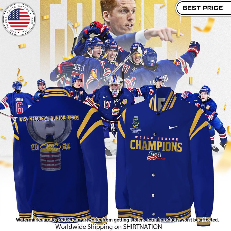 USA Hockey World Junior Champions 2024 Baseball Jacket