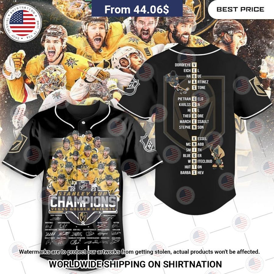 Vegas Golden Knights Stanley Cup Champions 2023 Black Baseball Jersey