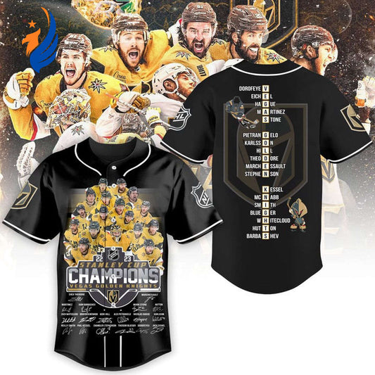 Vegas Golden Knights Stanley Cup Champions 2023 Black Baseball Jersey Gift for Men Women - Bafud T-Shirts,... (Image 1)