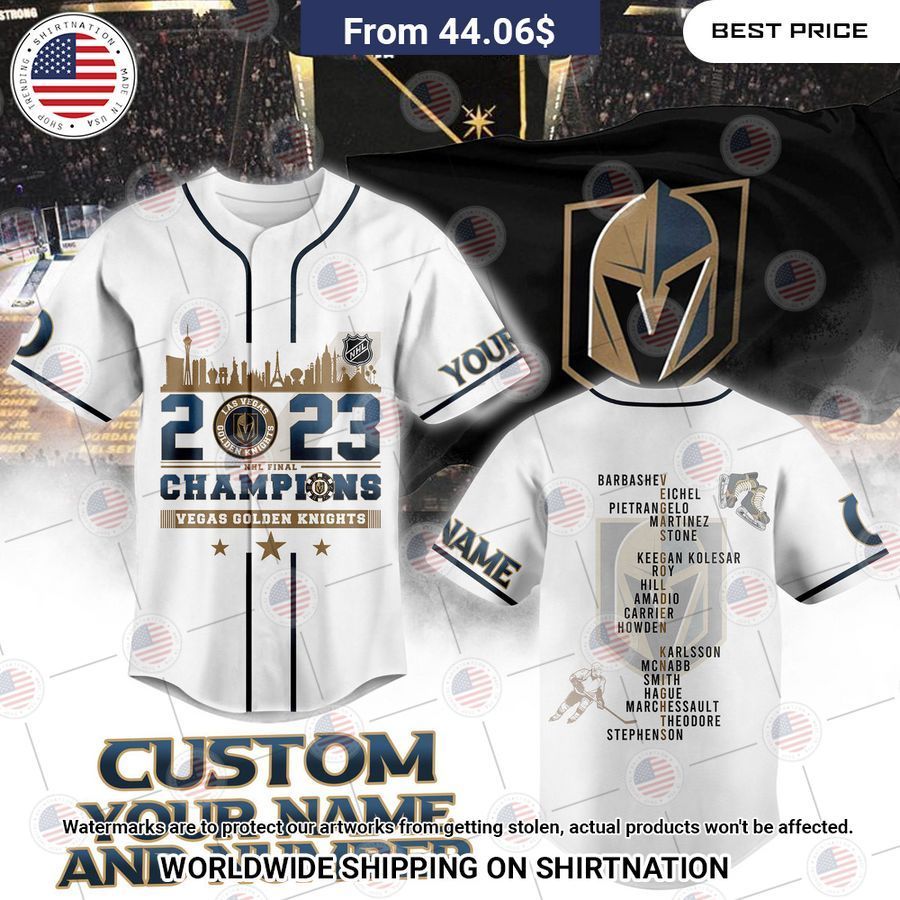 Vegas Golden Knights Stanley Cup Champions 2023 Custom White Baseball Jersey