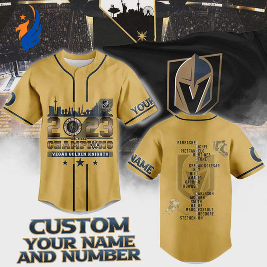 Vegas Golden Knights Stanley Cup Champions 2023 Gold Baseball Jersey - Bafud T-Shirts, Hoodie, Sweatshirt (Image 1)