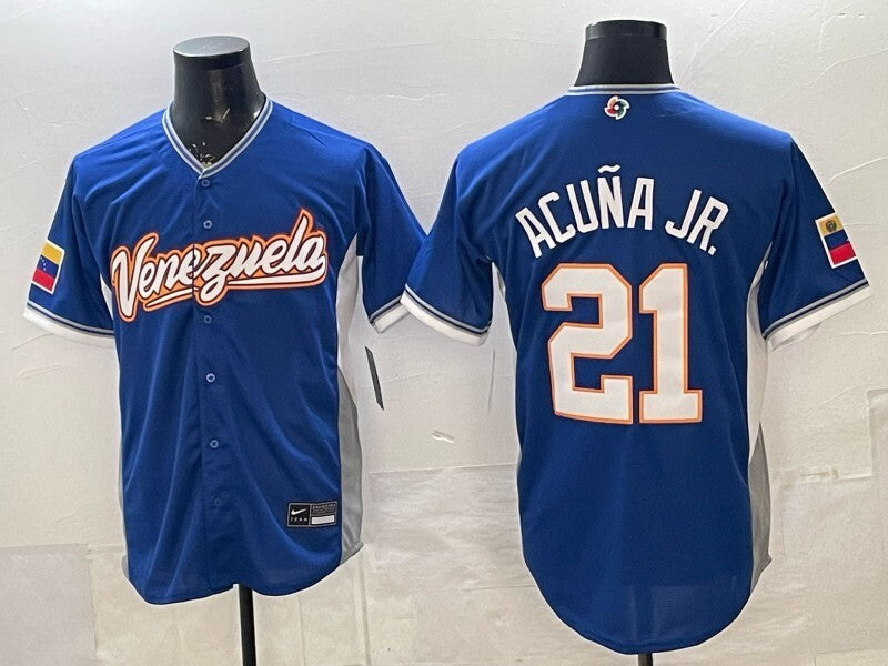 venezuela baseball #21 ronald acuña jr. blue 2026 world baseball classic 26 World Cup