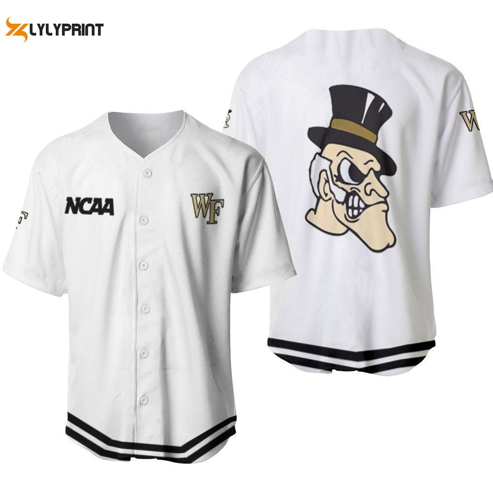 Wake Forest Demon Deacons Classic White With Mascot Gift For Wake Forest Demon Deacons Fans Baseball Jersey... (Image 1)
