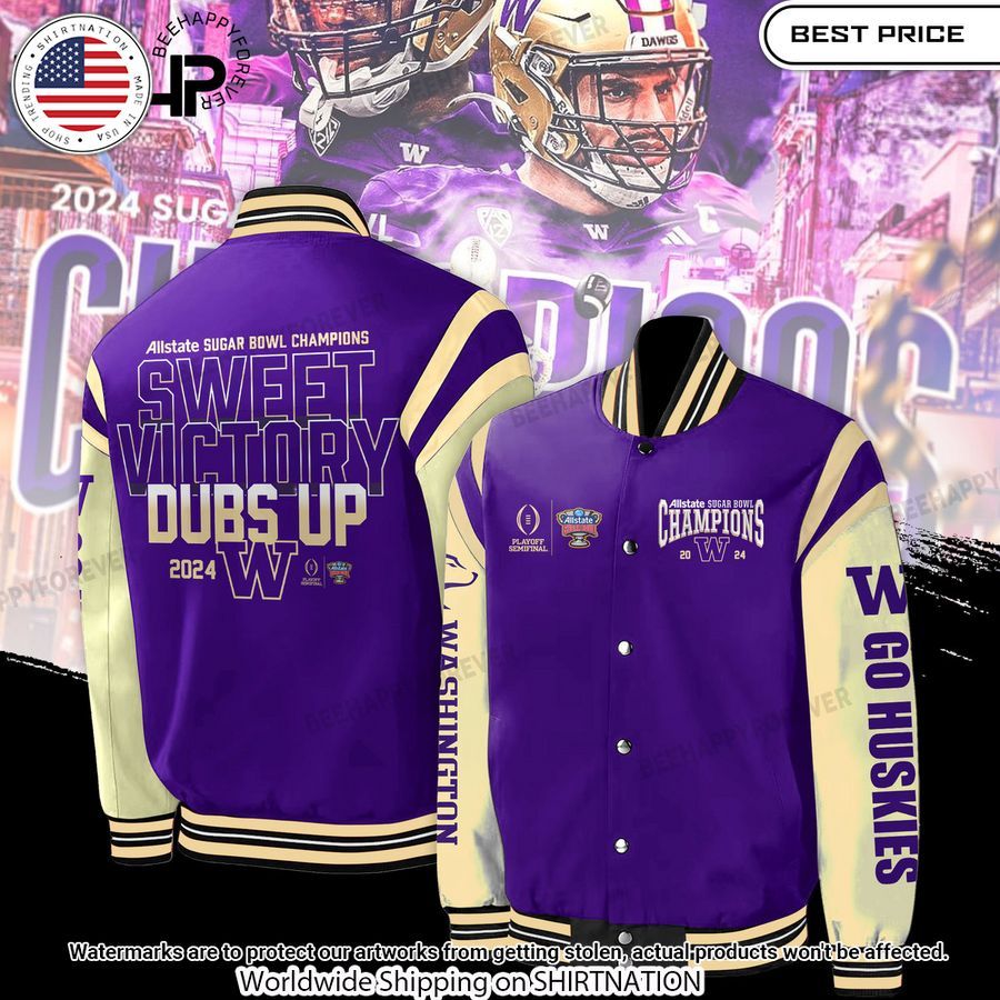 Washington Huskies 2024 Sugar Bowl Champions Baseball Jacket