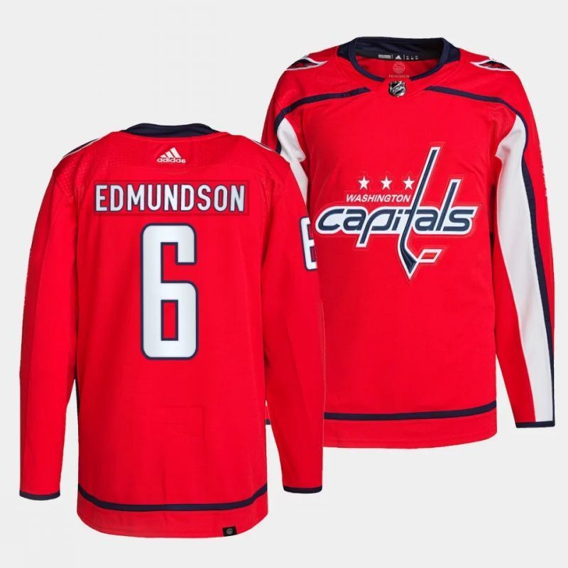 washington capitals #6 joel edmundson home red authentic pro jersey