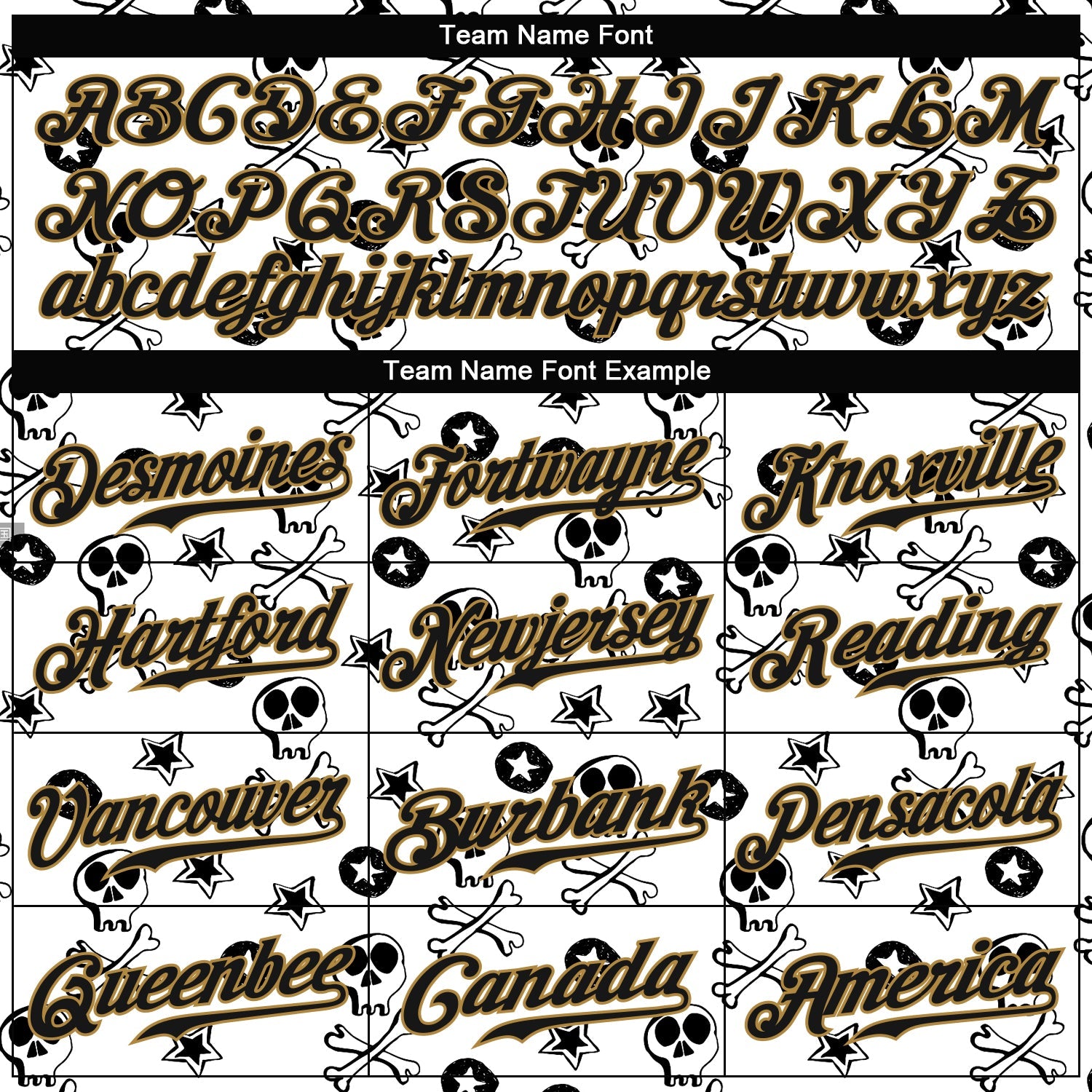 Custom White Black-Old Gold 3D Skull Fashion Authentic Baseball Jersey