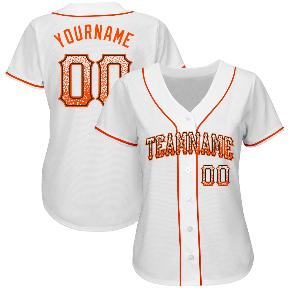 Custom White Orange-Black Authentic Drift Fashion Baseball Jersey