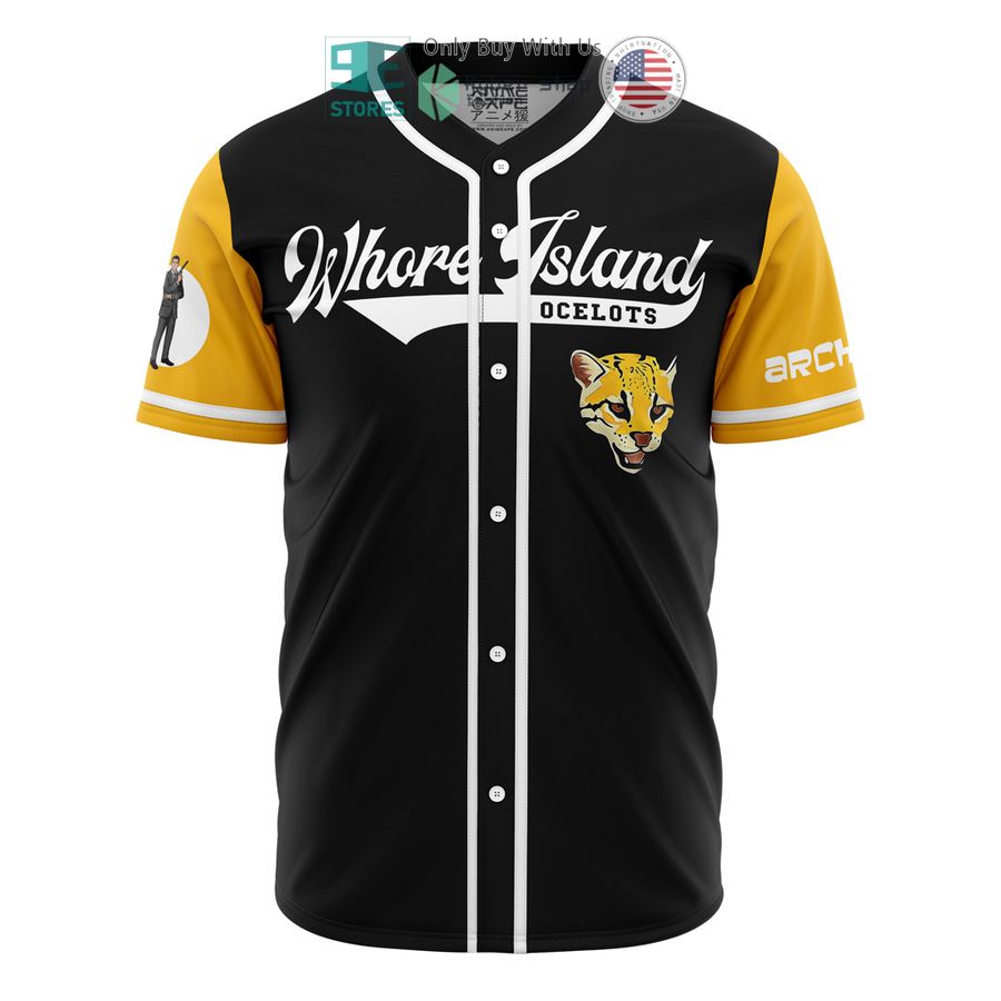 BEST Whore Island Ocelots Archer black yellow Baseball Jersey