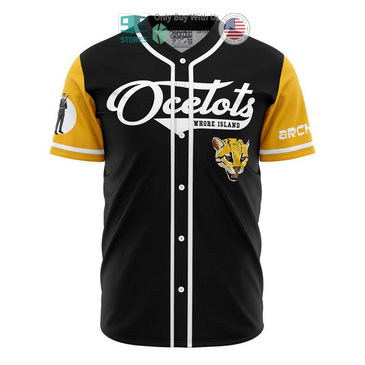 BEST Whore Island Ocelots Archer yellow black Baseball Jersey