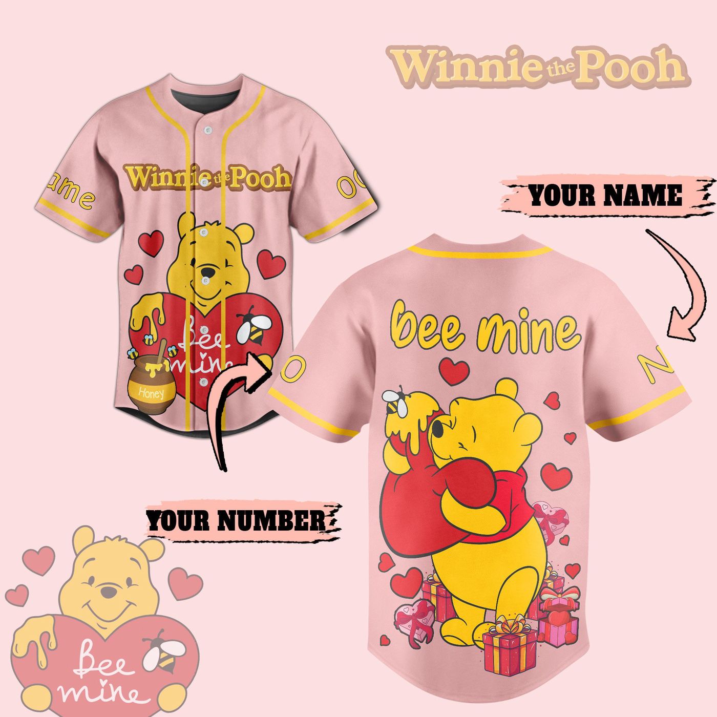 Play Ball in Style with Winnie-the-Pooh Baseball Jersey for Men Women and Kids - Bafud T-Shirts, Hoodie, Sweatshirt (Image 2)