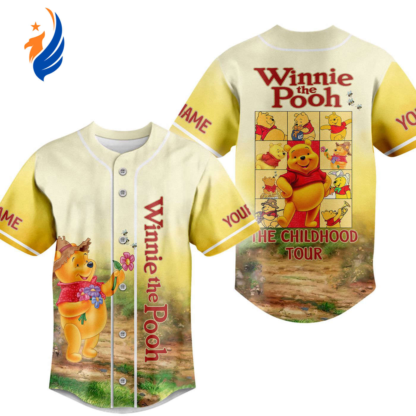 Shop the Adorable Winnie the Pooh Baseball Jersey for Men Women and Kids – Perfect for Fans of All Ages! -... (Image 1)
