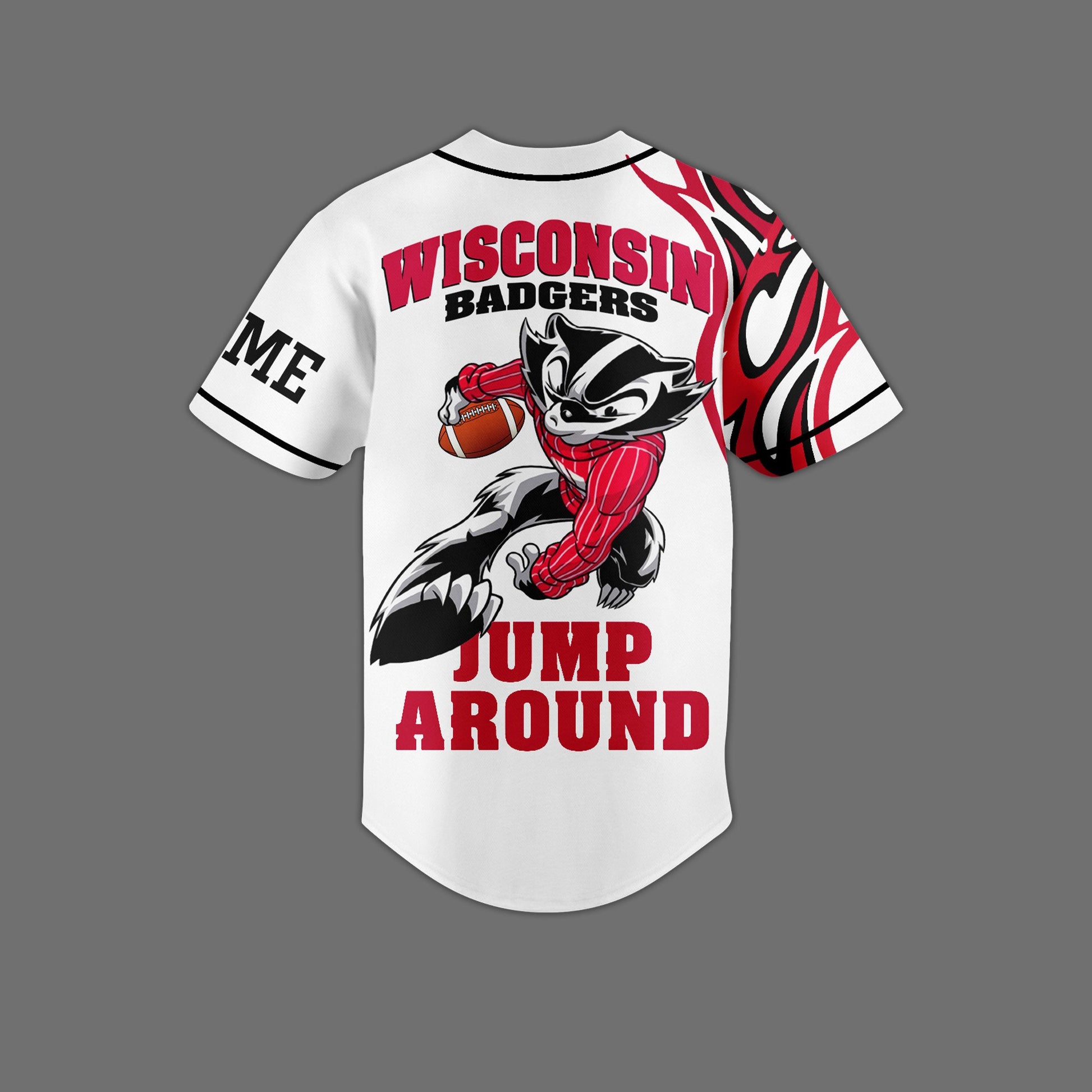 Wisconsin Badgers Football Jump Around Sport Baseball Jersey T-Shirts, Hoodie, Sweatshirt | WearSparks.com (Image 3)