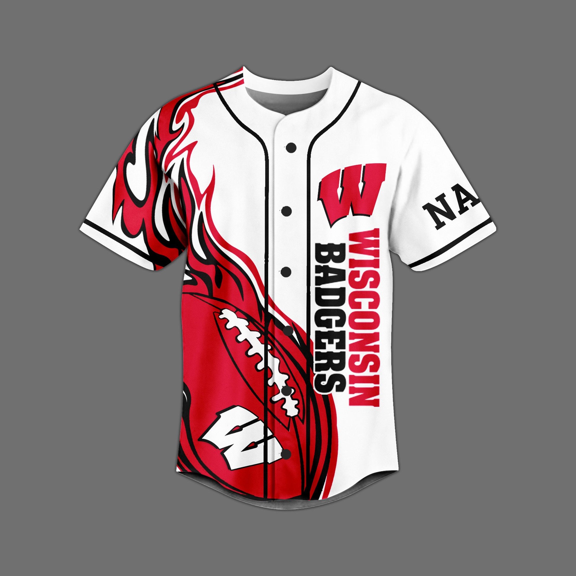 Wisconsin Badgers Football Jump Around Sport Baseball Jersey T-Shirts, Hoodie, Sweatshirt | WearSparks.com (Image 2)