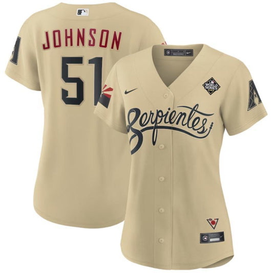 women arizona diamondbacks #51 randy johnson gold 2023 world series city connect