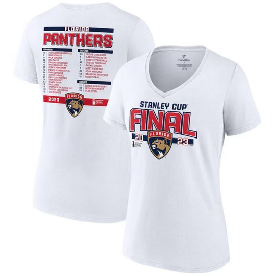 women florida panthers white 2023 stanley cup final roster t-shirt