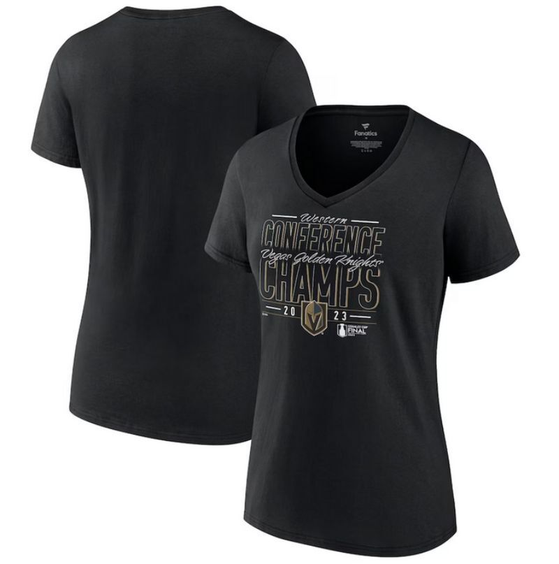 women vegas golden knights black 2023 western conference champions goal tender v-neck