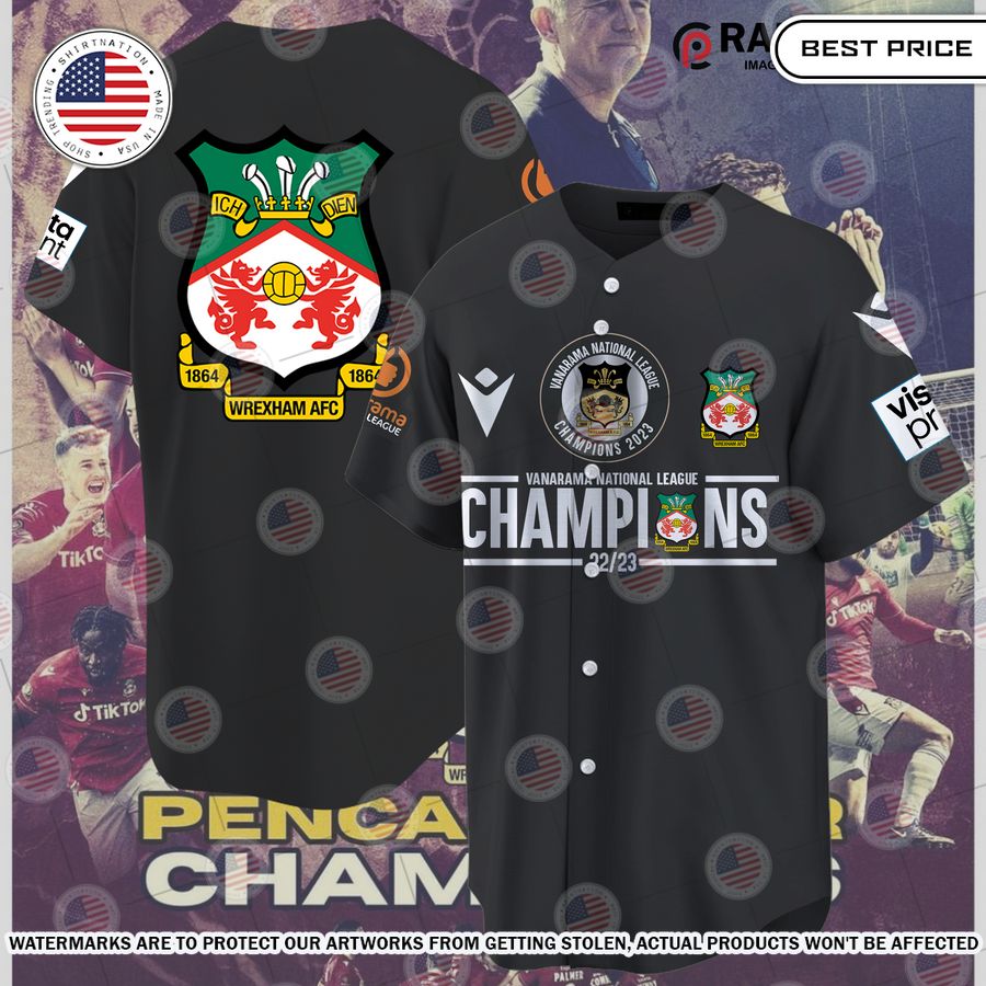 Wrexham AFC 22/23 Champions Black Baseball Jersey