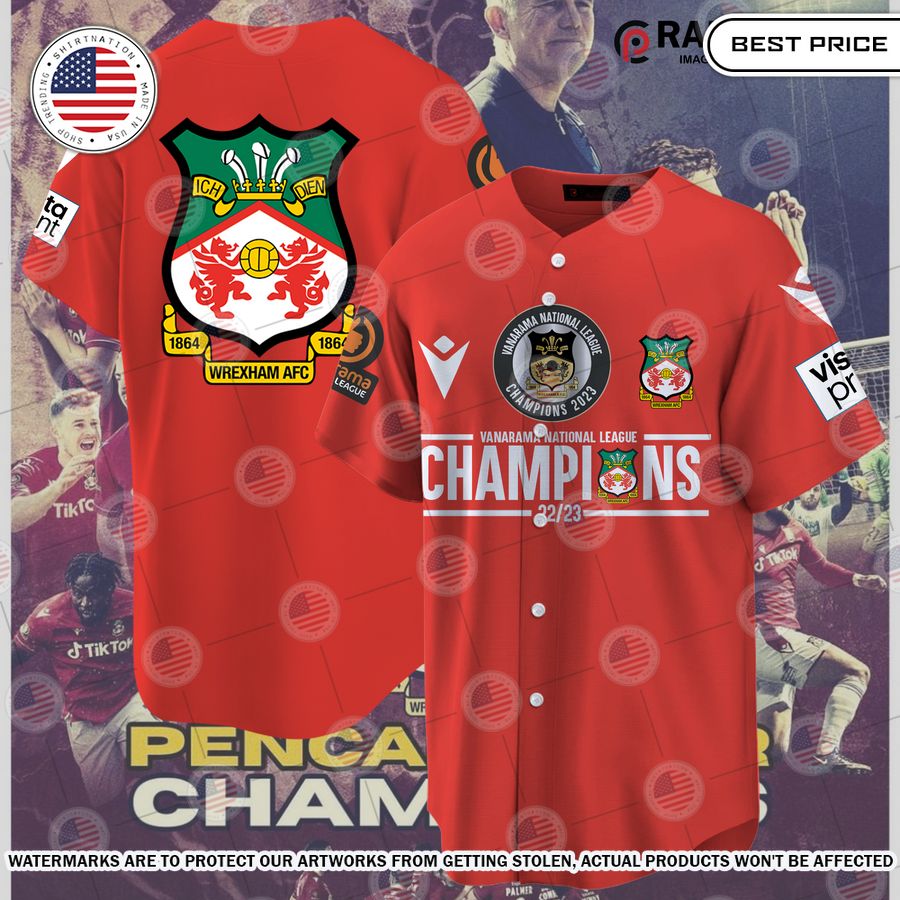 Wrexham AFC 22/23 Champions Red Baseball Jersey