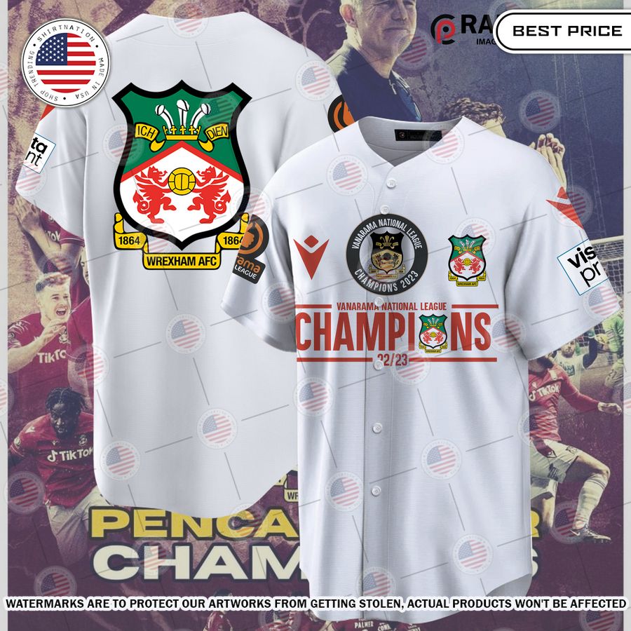 Wrexham AFC 22/23 Champions White Baseball Jersey