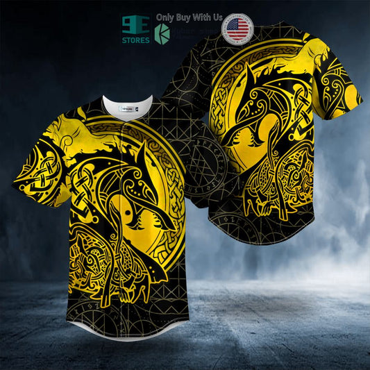 BEST Yellow Viking Wolf Tattoo Baseball Shirt