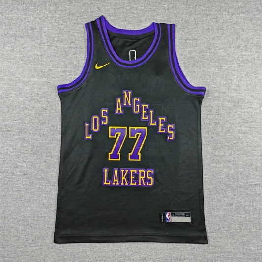 youth los angeles lakers #77 luka dončić Youth 24 Lakers 77 Black City Edition Style 2