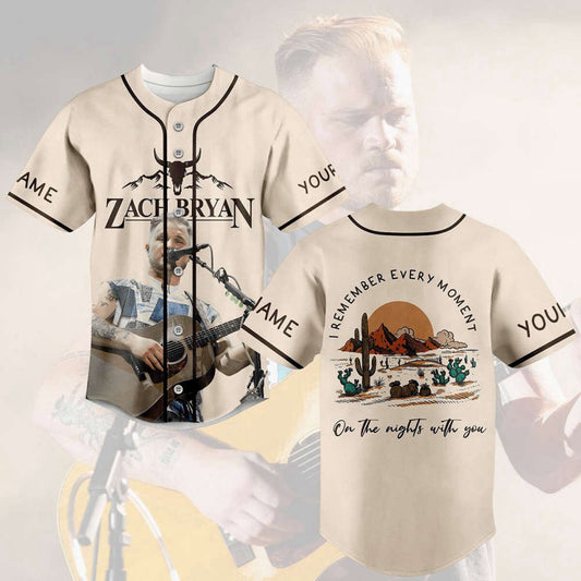 Zach Bryan I Remember Every Moment Baseball Jersey – Customized Highway Boy Shirt Country Music Singer Merch & Gift